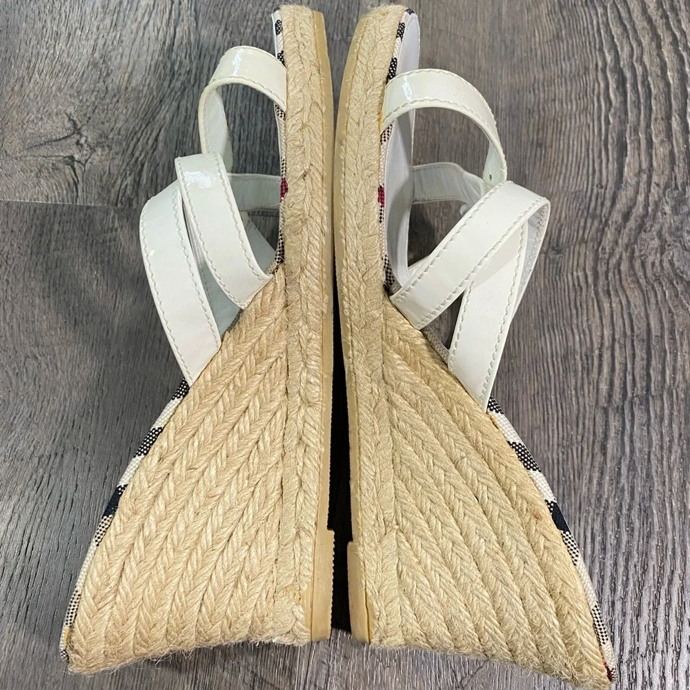 BURBERRY Wedge Patent Leather Espadrille Sandals - Picture 4 of 8